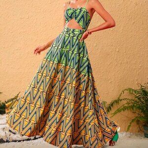 NWOT Multicolor Spaghetti Strap Maxi Dress